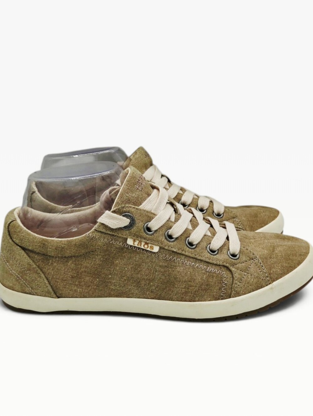 AOS Star Canvas Sneakers Women's US 8.5 EU 39 STA-12844 Tan Khaki Shoes VEUC - Picture 4 of 9